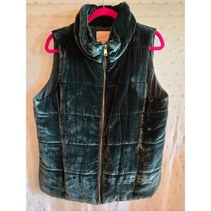 LOFT Velour Puffer Vest in Emerald Green Size L